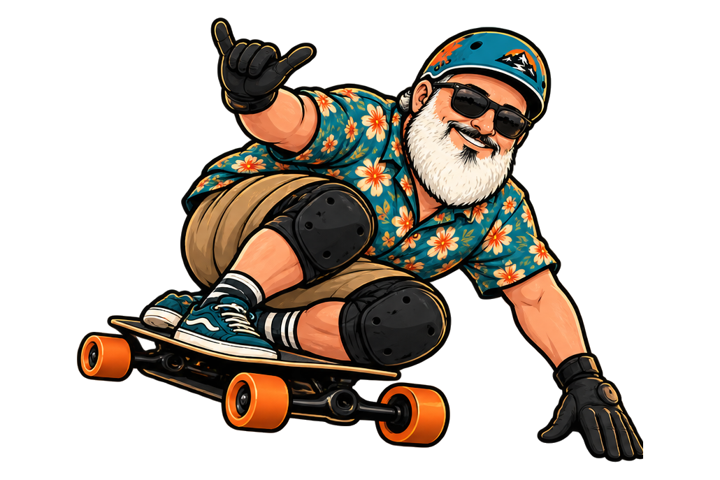 A rider carving downhill on a longboard